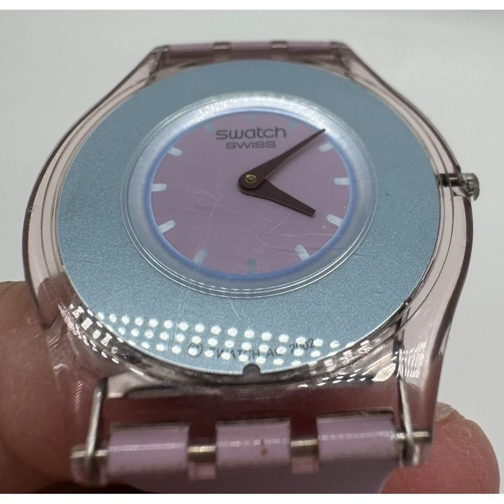 Swatch Trimento SFR101‎ Women Watch 2003 Analog Purple Band Fresh Battery